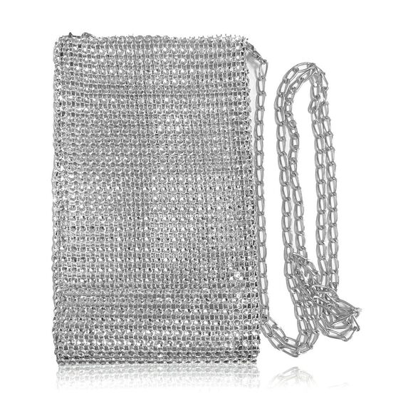 Silver Sequin Glitter Purse with Rhinestones – Crossbody for Events - Picture 1 of 7